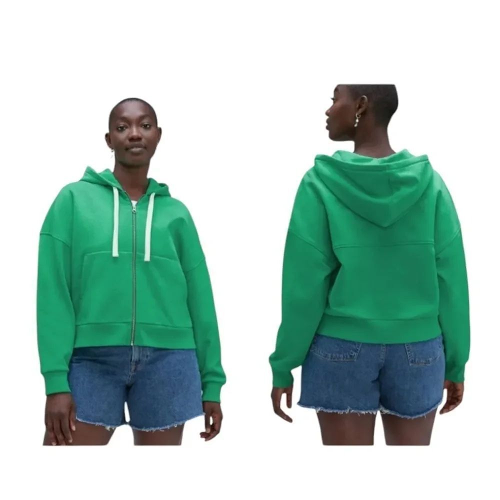 NWT Everlane The Track Organic Cotton Hoodie Oversized Cropped mint Jade Green